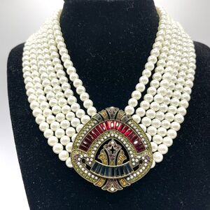Heidi Daus Art Deco Style Pearl Crystal Necklace